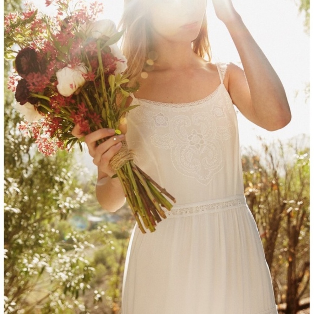 Joie Cream Lace-Trim Slip Wedding Dress